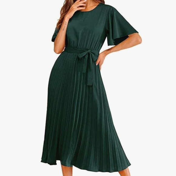 Milumia Dresses & Skirts - NEW (NWOT) Milumia Women's Elegant Belted Pleated Flounce Sleeve Long Dress